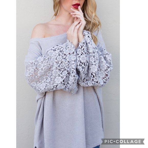 Diva Plus Heather Gray Textured Top - Picture 2 of 5